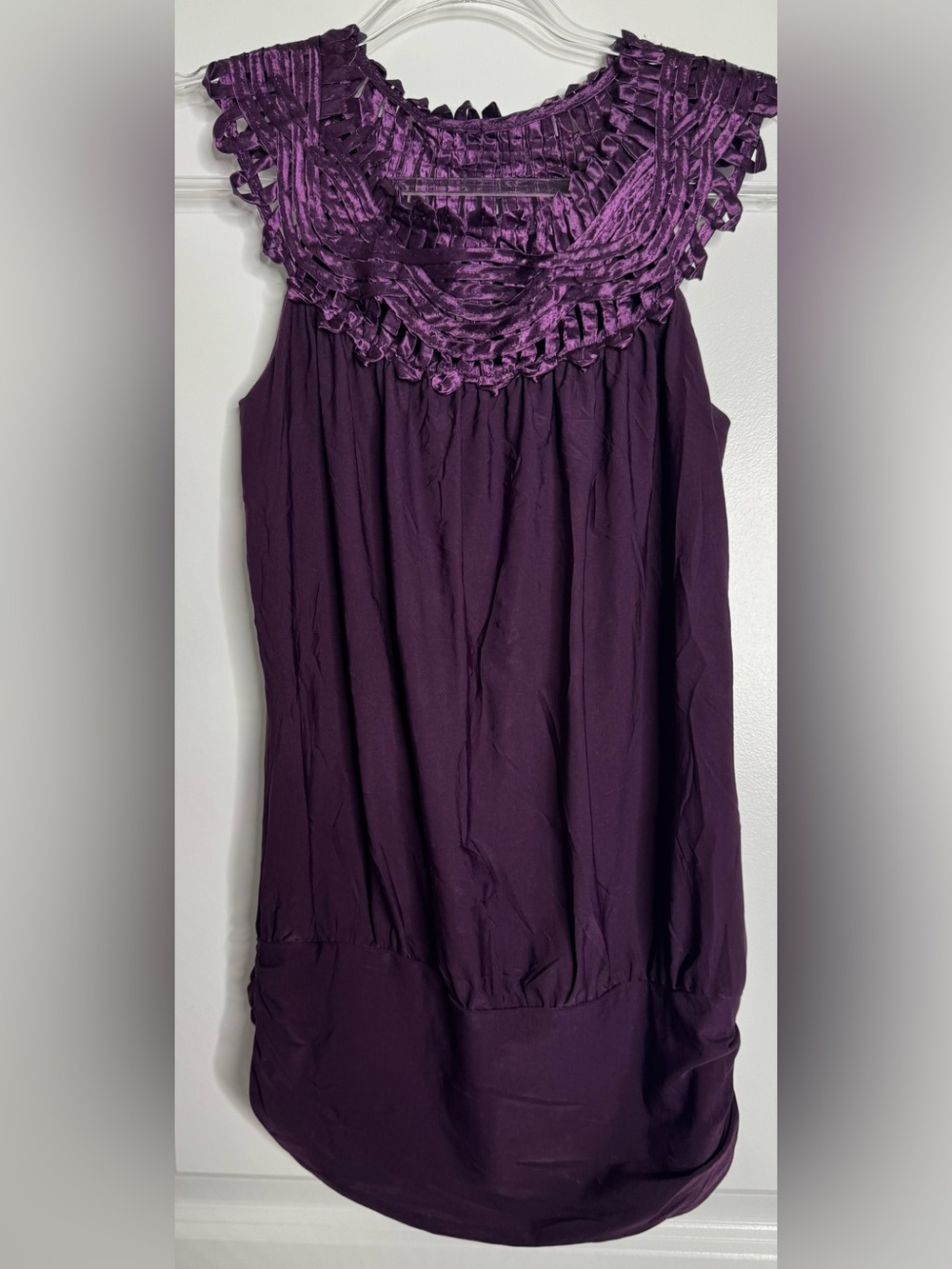 PerSeption Concept Purple Crochet Yoke Sleeveless Camisole blouse sz MD stretch